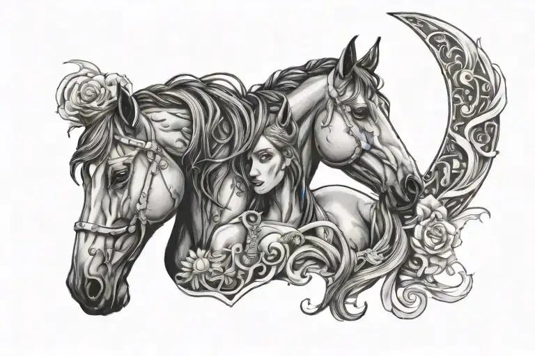 Horse Bust And Moon With Girls Like You Lyrice Around The Two Making The Infinity Symbol