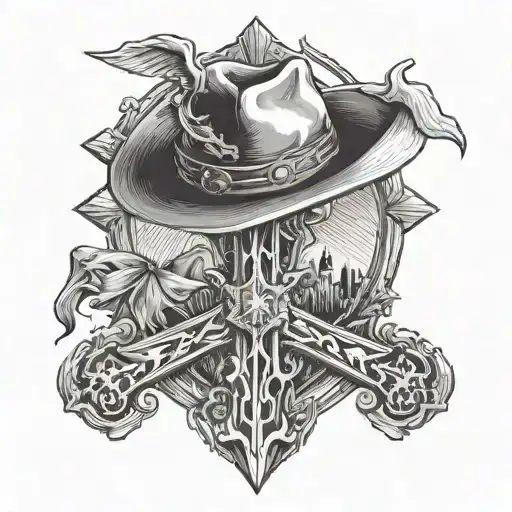 Cowboy Hat On Crucifix Wooden Cross