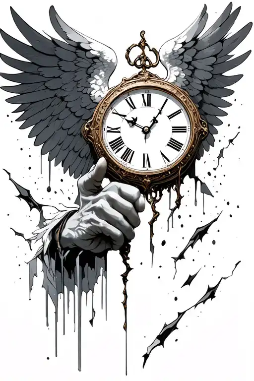 Falling Angel Broken Clock Hands Pointing