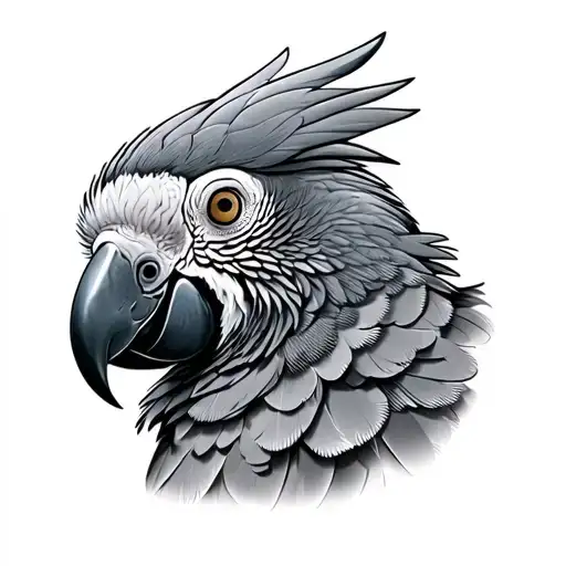 An African Gray Parrot Grooming His Feathers