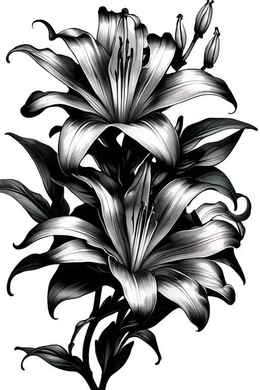 Long Multiple Lily Flower Fineline