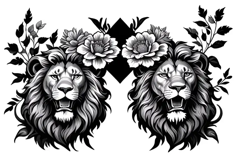 Double Cross With Flowers And Lion