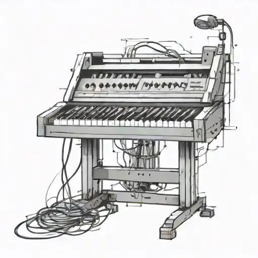 Synthesizer On A Stand Without Any Background