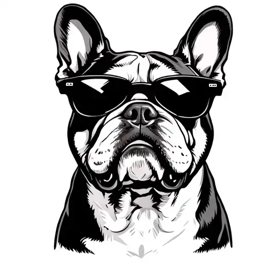 Angry French Bulldog With Sunglasses With Marijuana