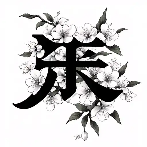 Kobe Symbol With Cherry Blossoms Wrapped