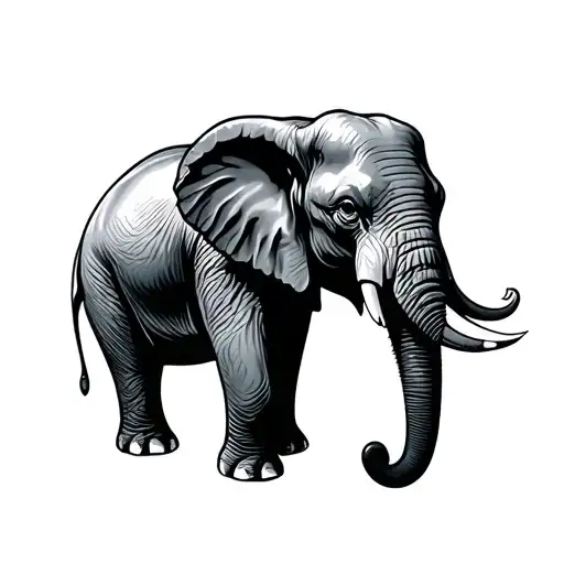 Elephant With Raised Trunk