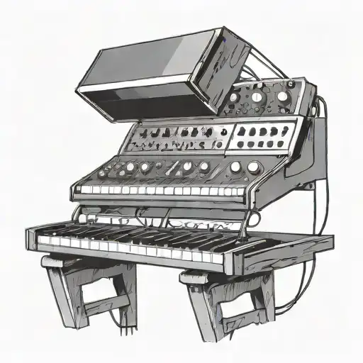 Minimalistic Synthesizer On A Stand Without Any Background