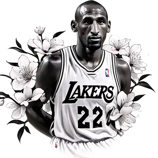 Kobe Bryant Jersey With Cherry Blossoms Wrapped Loosely
