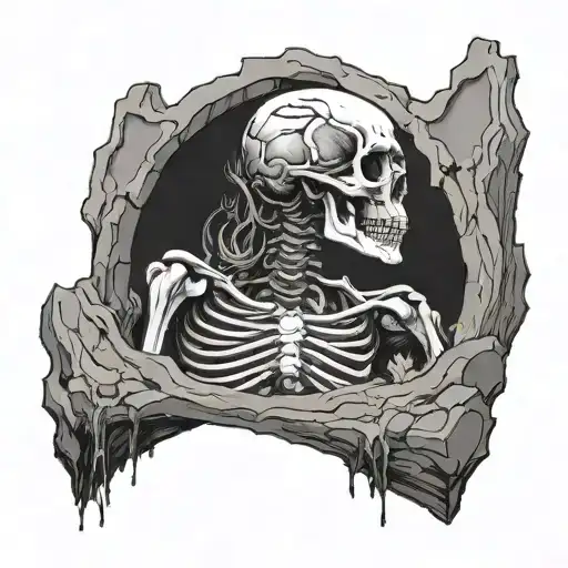 Skeleton Crawling Out Of Grave