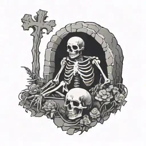 Skeleton Crawling Out Of Grave