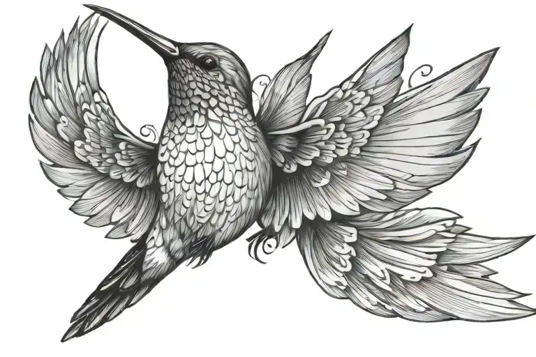 Humming Bird Rising No Flowers Intertwined