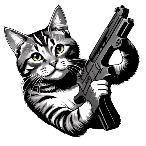 Cat Holding Gun