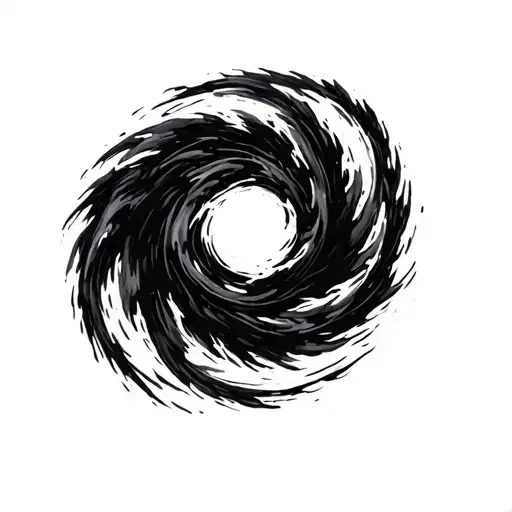 Japanese Ink Brush Stroke Of A Cyclone Spiral