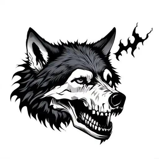 Mystic Wolf And Skull