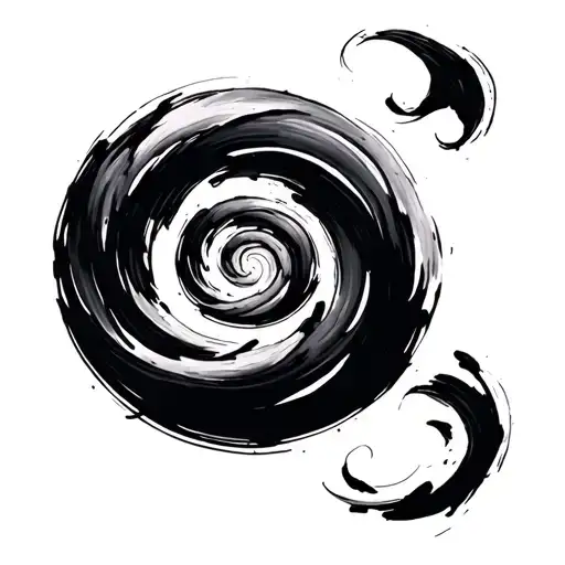 Japanese Ink Brush Stroke Of A Single Arm Spiral