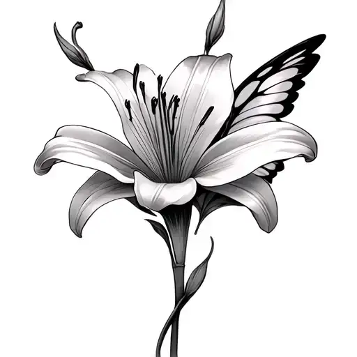 Lily Flower With An African American Fairy With Wings