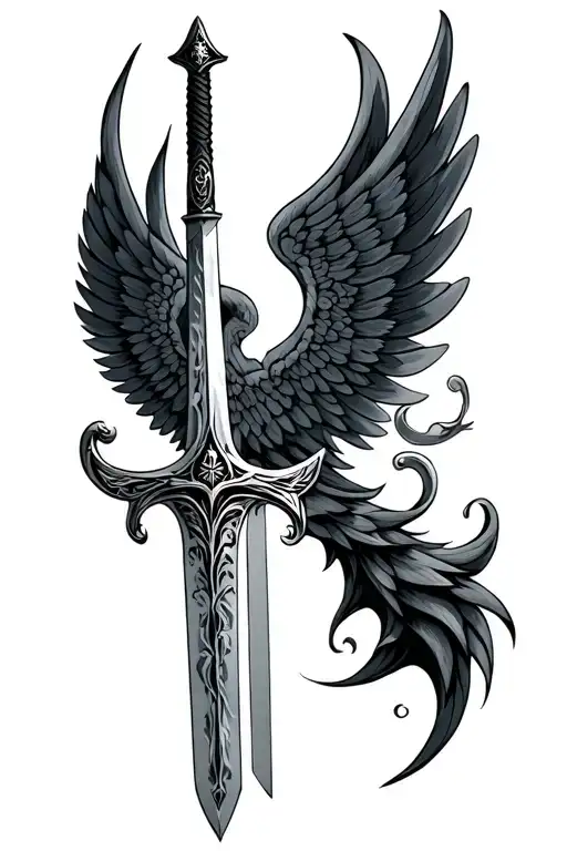 Sword With Wings Made From Symbols Representing The Client's