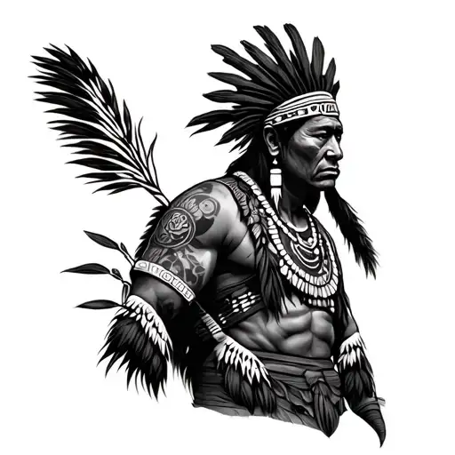 Aboriginal Warrior In Front