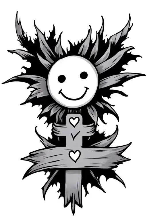 Cross And A Smiley Face And A Heart In The Middle