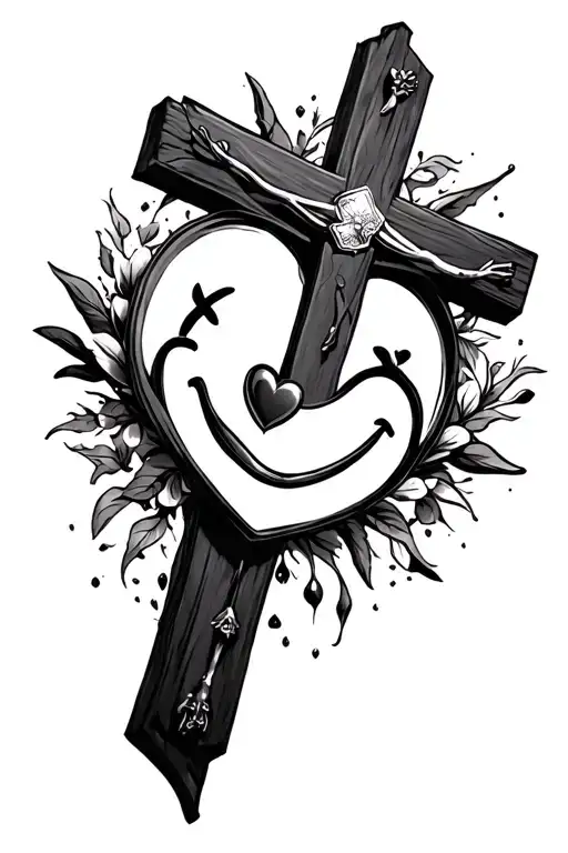 Crucifix A Smiley Face Around And A Heart In The Middle