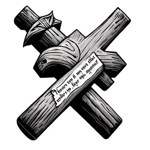 Wooden Cross With Verse On That Shaft