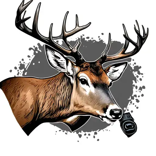 Deer And Rifle Leaning