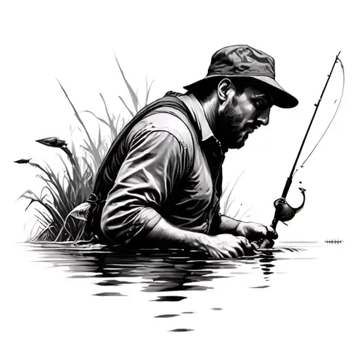 Man Fishing In Style Of Banksy Art Sleeve