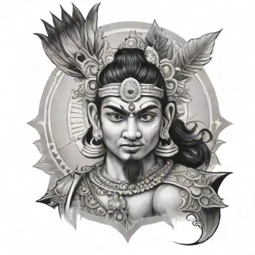 A Hindu Warrior With Sun Potrait