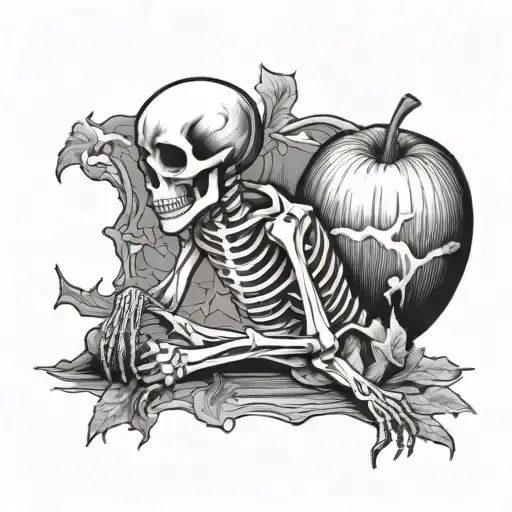 Skeleton Sitting Criss Cross Apple Sause Facing Backwards
