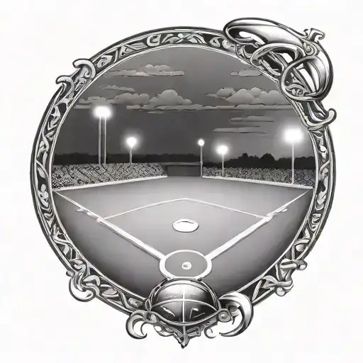 Baseball Field Under Lights Shining