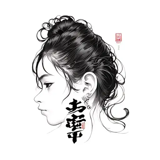 Japenese Letters Behind Ear Neck