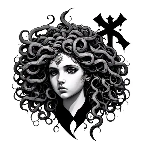 Medusa With Celtic Cross