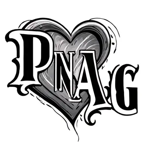 Create A Tattoo Design Combining P N A G Letters In A Heart