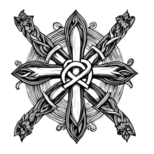 Pagan Cross With Trinity Knot Intertwined