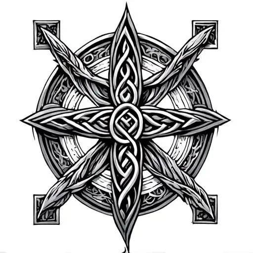 Pagan Cross With Trinity Knot In Center