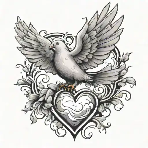 Love Heart Turns Into Dove Flying Into The Distance