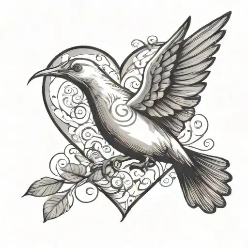 Love Heart Turns Into A Dove Flying Into The Distance