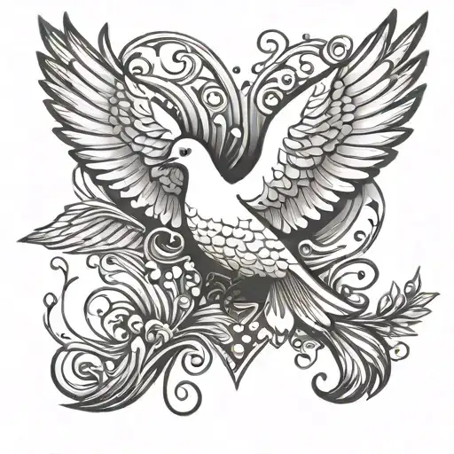 Love Heart Turns Into A Dove Flying Into The Distance With A Trail Of Hearts