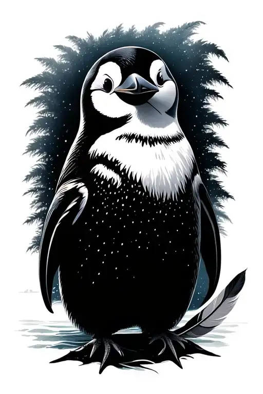 Geo Realism Penguin Waves Tree Arrow Feather