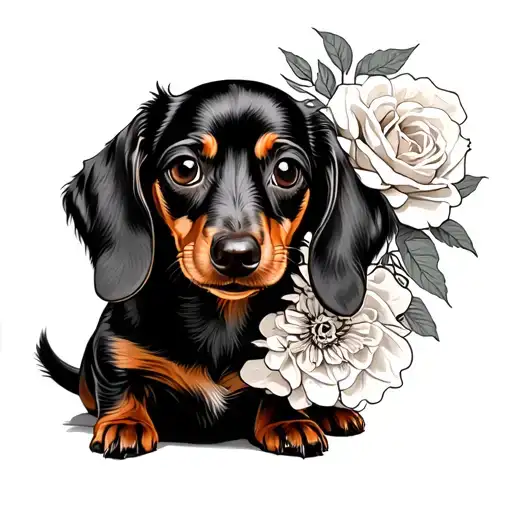 Dachshund Holding A Tussie