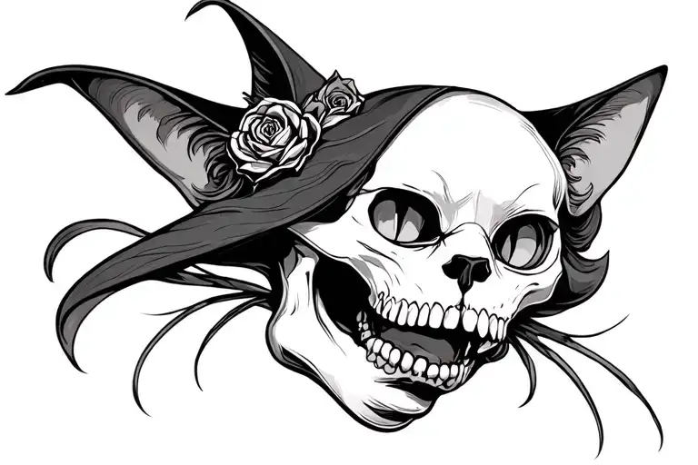 Cat Skull Witchy Style