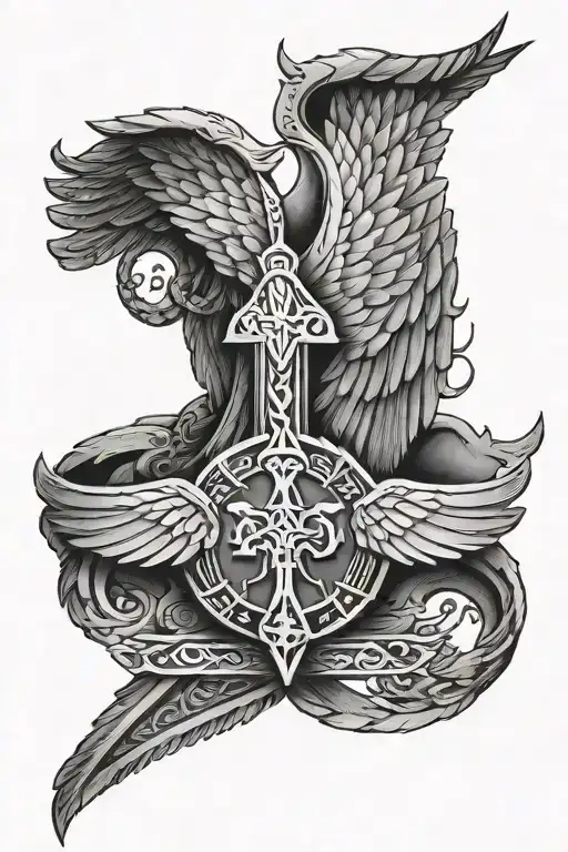 Valkyrie Wings With Elder Futhark Runes