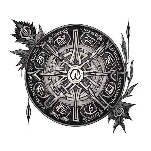 Runic Circle In The Slavic Style Of Realism And