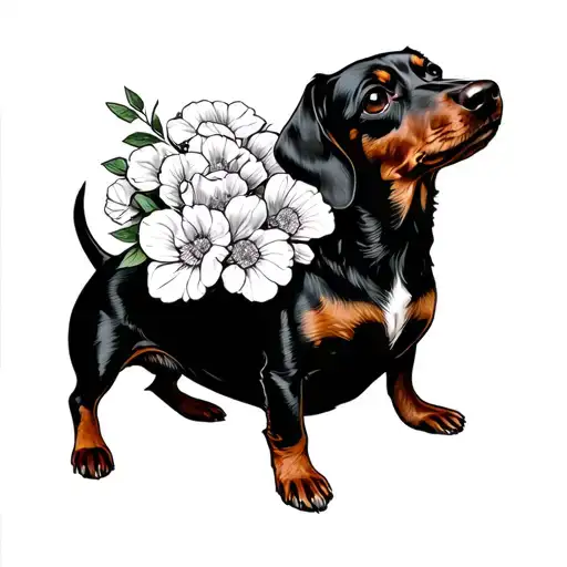 Dachshund Holding A Tussie