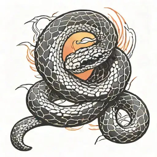 A Metallic Snake Shedding Its Skin In A Fiery Sunset