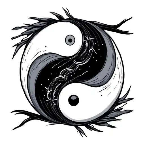 Ying Yang Symbol Surrounded