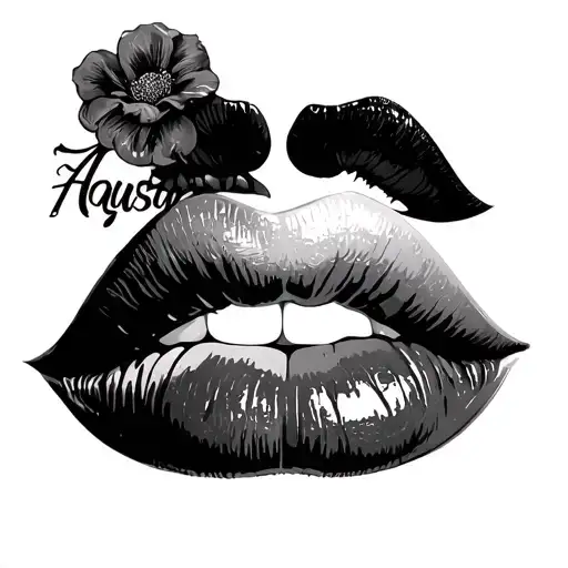 Create A Kiss Tattoo And The Name Agustina Above