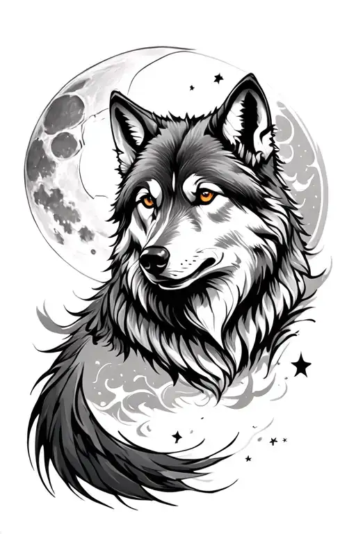 Wolf And Moon