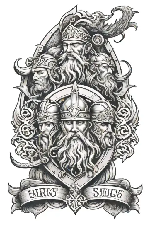Three Sibling Tattoo Design Featuring Viking Mythology