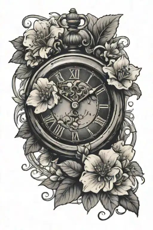 Small Clock And Primroses